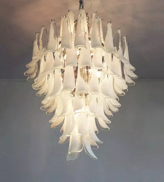 Stunning Murano White Glass Petals Chandelier-DWHOME