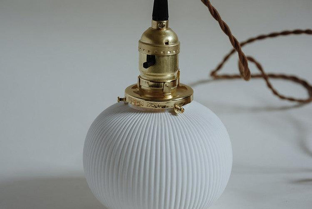 Sjöborre Art Deco White Glass Shade Brass Fitting Pendant Light-DWHOME