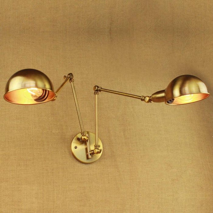 Brass Double Head Shade Industrial Wall Light - DWHOME