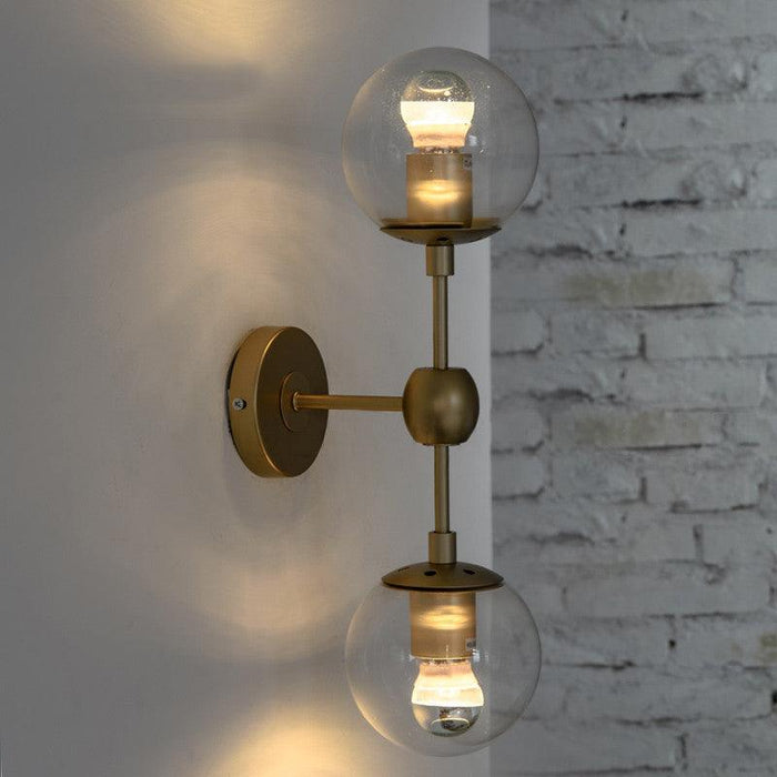 Ritz Duo Brass Fitting Clear Glass Wall Light Sconce - DWHOME