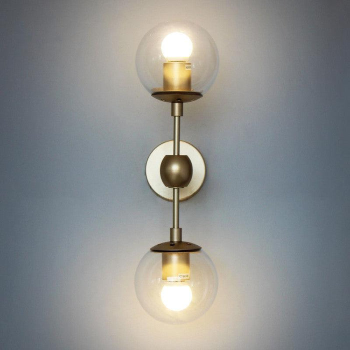 Ritz Duo Brass Fitting Clear Glass Wall Light Sconce - DWHOME