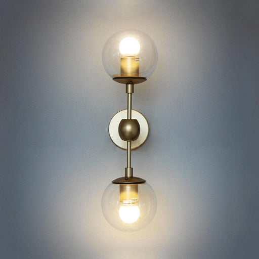 Ritz Duo Brass Fitting Clear Glass Wall Light Sconce-DWHOME