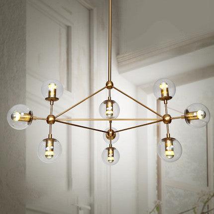 Ritz 10 Bulb Brass Pendant Light - DWHOME