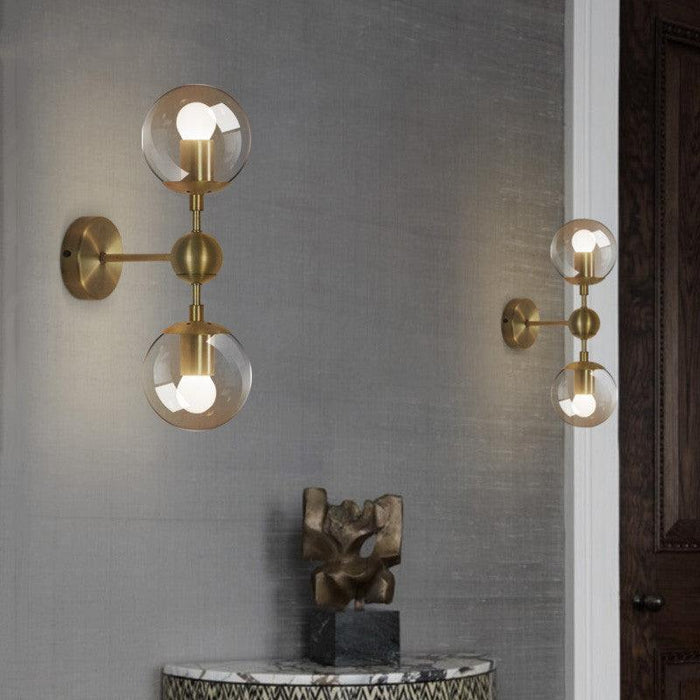 Ritz Duo Brass Fitting Clear Glass Wall Light Sconce - DWHOME