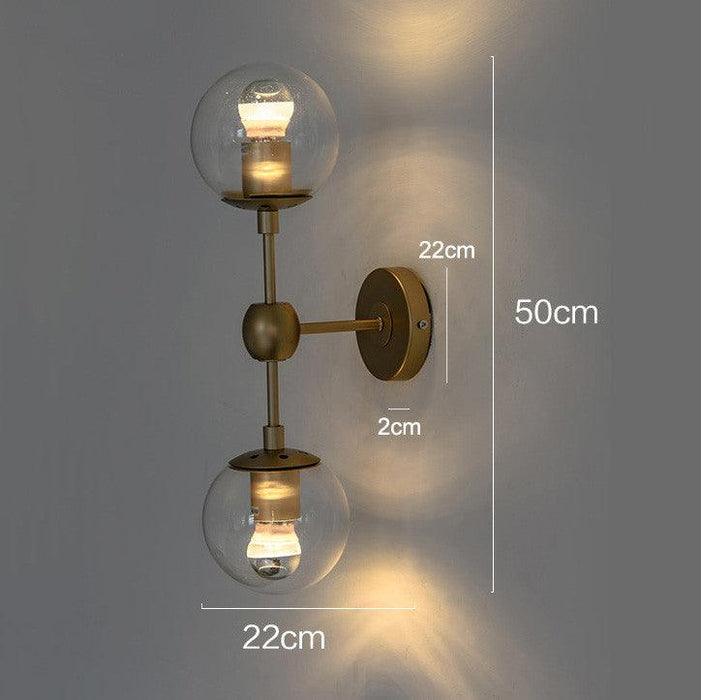 Ritz Duo Brass Fitting Clear Glass Wall Light Sconce - DWHOME