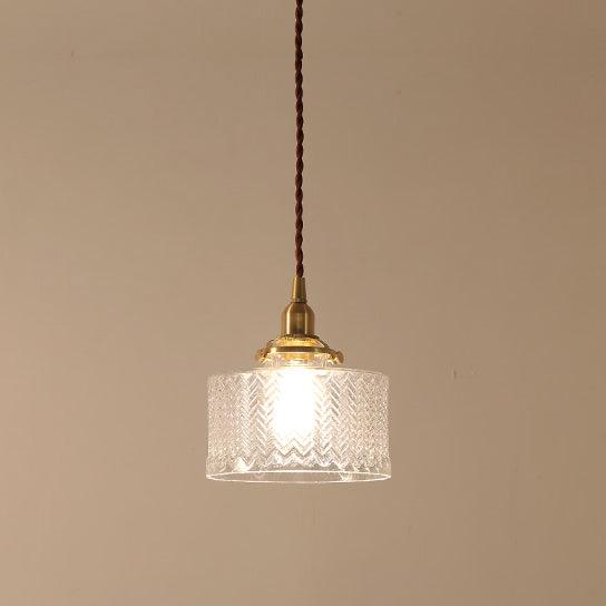 Matilda Glass Mid Century Vintage look Brass Fitting Pendant Light - DWHOME