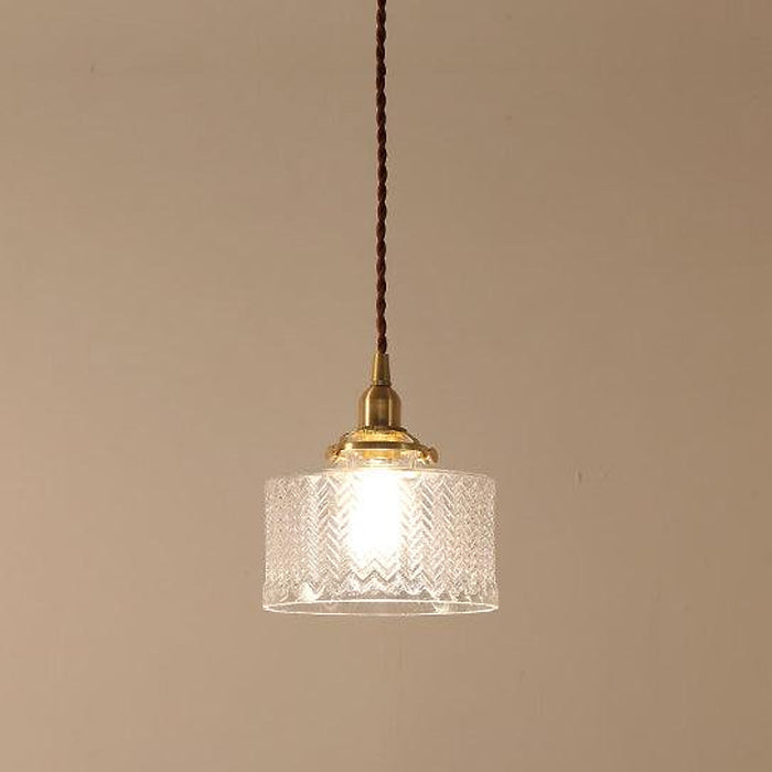 Matilda Glass Mid Century Vintage look Brass Fitting Pendant Light-DWHOME