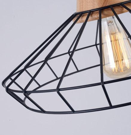 Sangkar Metal Cage Pendant Light With Wooden Base - DWHOME