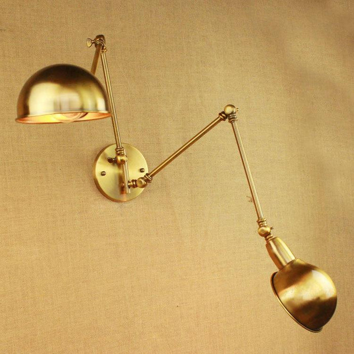 Brass Double Head Shade Industrial Wall Light - DWHOME