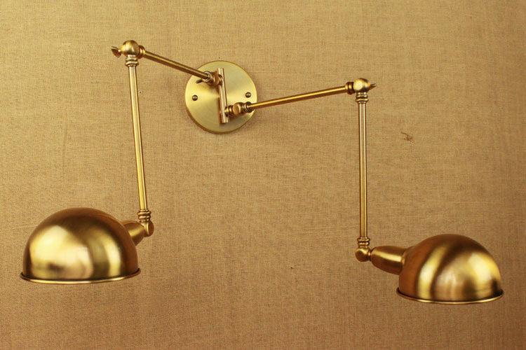 Brass Double Head Shade Industrial Wall Light - DWHOME