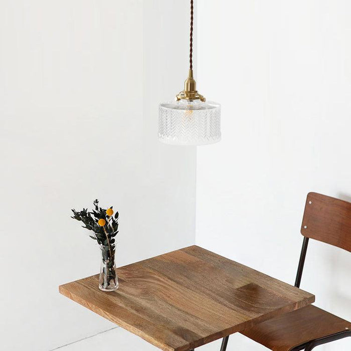 Matilda Glass Mid Century Vintage look Brass Fitting Pendant Light - DWHOME