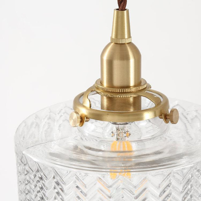 Matilda Glass Mid Century Vintage look Brass Fitting Pendant Light - DWHOME
