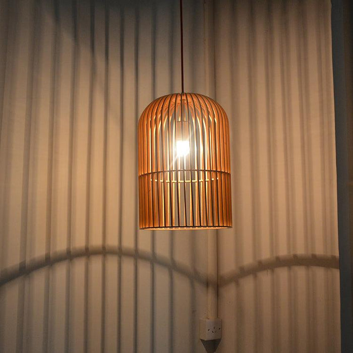 Wooden bird cage pendant light - DWHOME