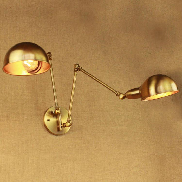 Brass Double Head Shade Industrial Wall Light - DWHOME