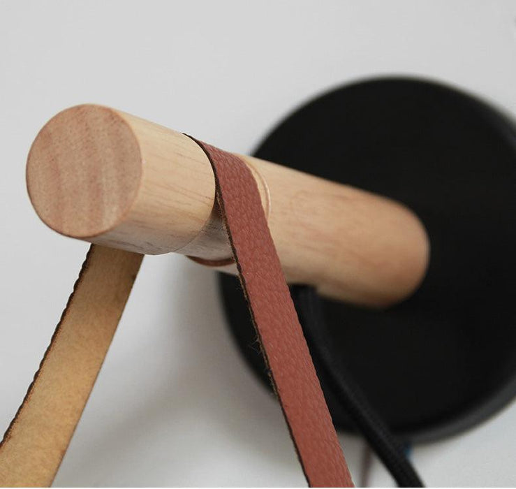 Nora Leather strap wooden scandi wall Light - DWHOME