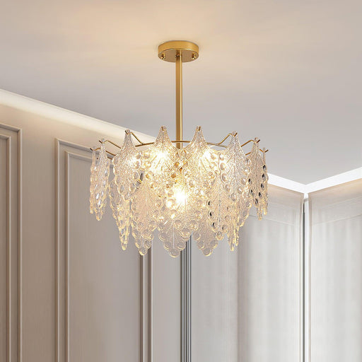 Tiered Carved Glass Chandelier-DWHOME