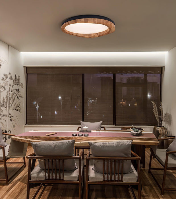 Timber Round Wood Ceiling Lamp-DWHOME