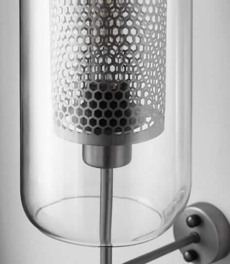 Ramoosin Clear Glass Metal Grill Wall Lamp - DWHOME