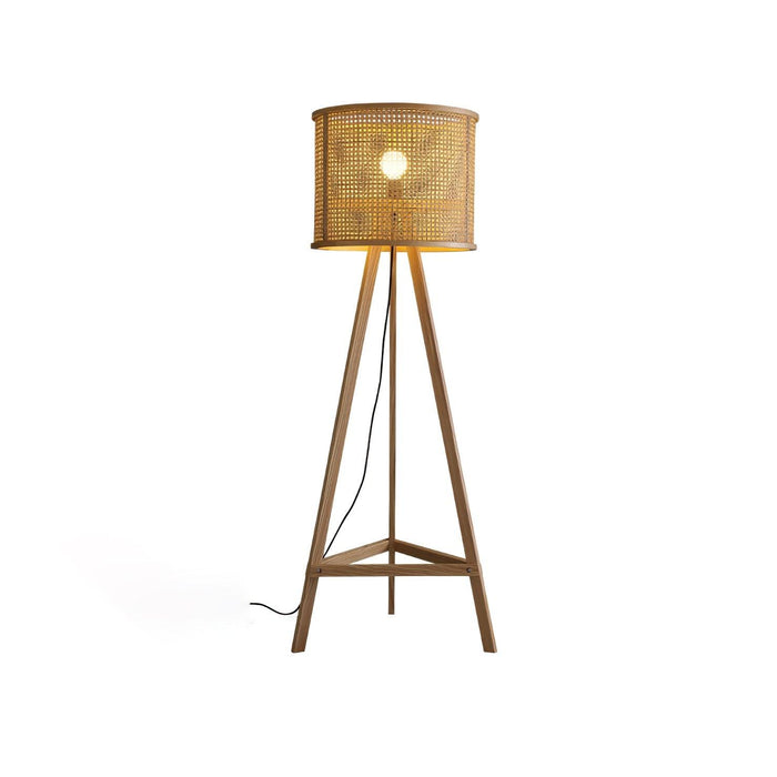 Tripod Wooden Rattan Floor Lamp - DWHOME