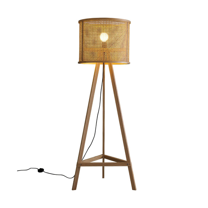 Tripod Wooden Rattan Floor Lamp - DWHOME