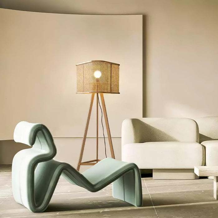 Tripod Wooden Rattan Floor Lamp - DWHOME