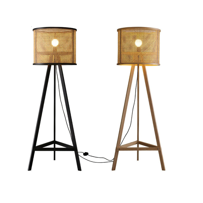 Tripod Wooden Rattan Floor Lamp - DWHOME