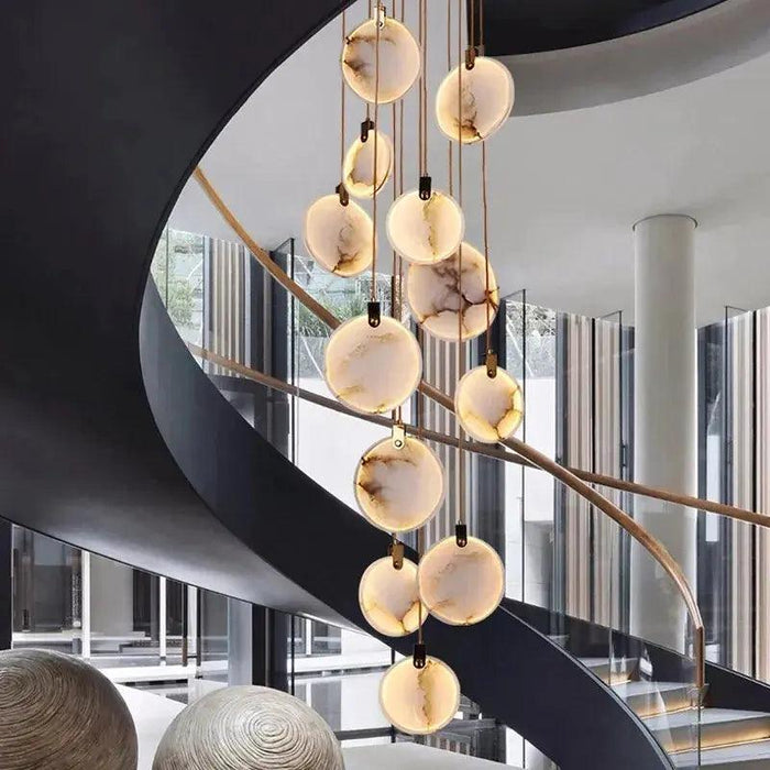 Tuya Marble Large Hanging Stairwell Lighting Chandelier - DWHOME