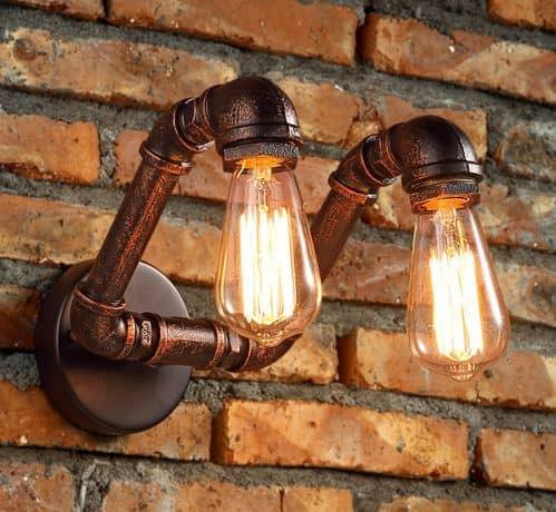 VIDAR Twin Head Wall Industrial Pipe Lamp | DWHOME