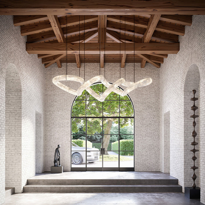 Twisted Ring Alabaster Chandelier-DWHOME
