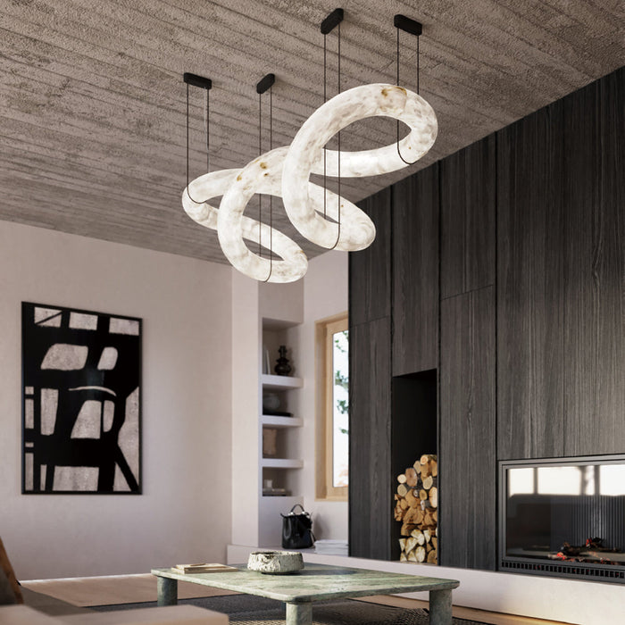 Twisted Ring Alabaster Chandelier-DWHOME