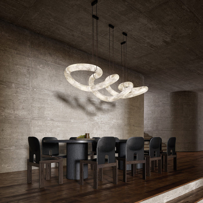 Twisted Ring Alabaster Chandelier-DWHOME