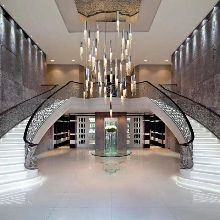 Ulas Modern Crystal Cascade LED Pendant Chandelier - DWHOME
