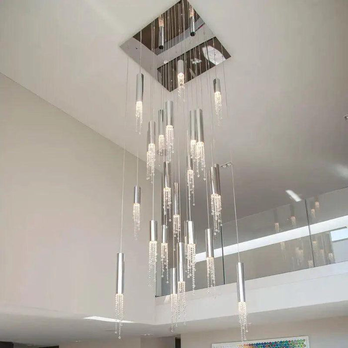 Ulas Modern Crystal Cascade LED Pendant Chandelier - DWHOME