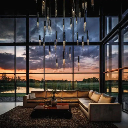 Ulas Modern Crystal Cascade LED Pendant Chandelier-DWHOME