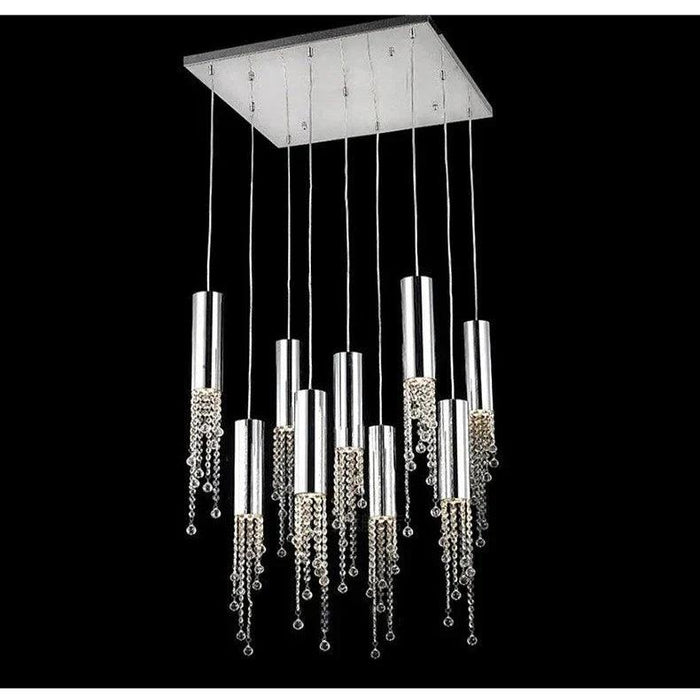 Ulas Modern Crystal Cascade LED Pendant Chandelier - DWHOME