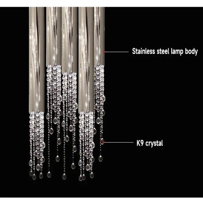 Ulas Modern Crystal Cascade LED Pendant Chandelier - DWHOME