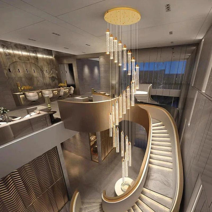 Uly Gold Crystal Chandelier for Staircase&Foyer&High Ceiling - DWHOME