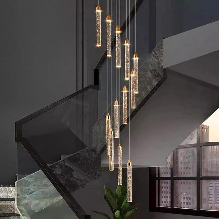 Uly Gold Crystal Chandelier for Staircase&Foyer&High Ceiling - DWHOME