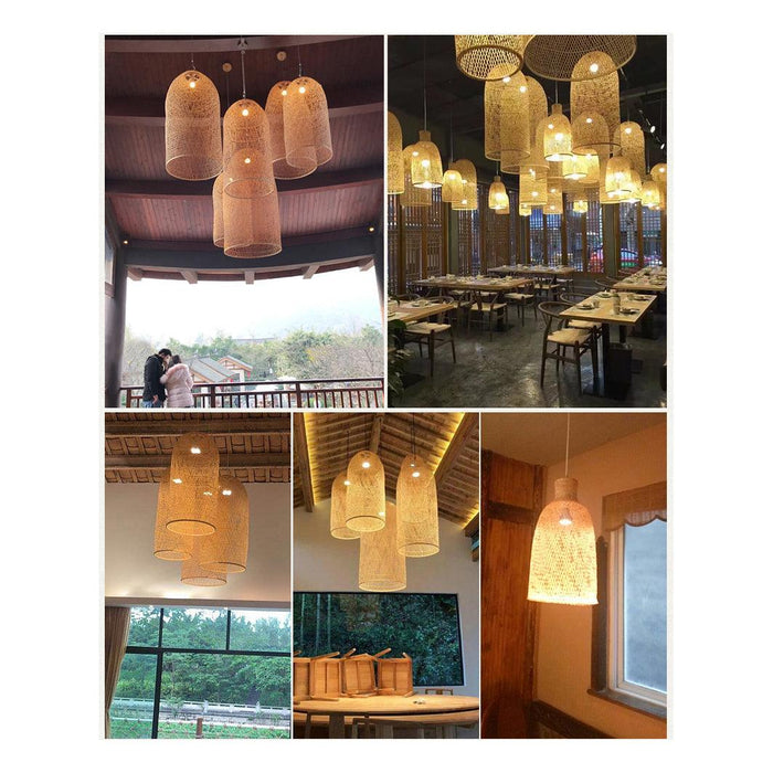 Kandang Rattan Wicker Bamboo Cage Pendant Light - DWHOME