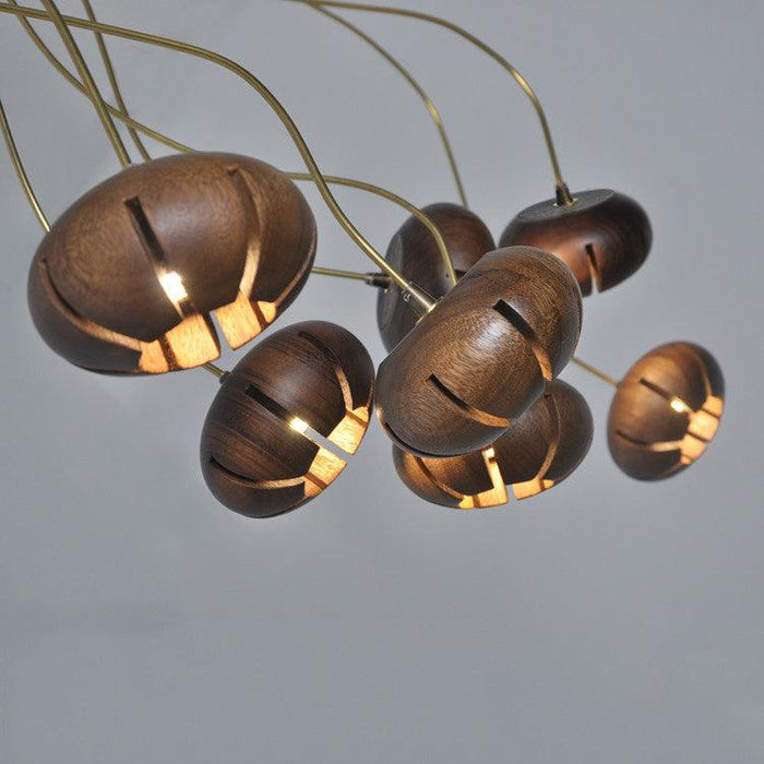 Wooden Petal Round Cluster Pendant Light - DWHOME