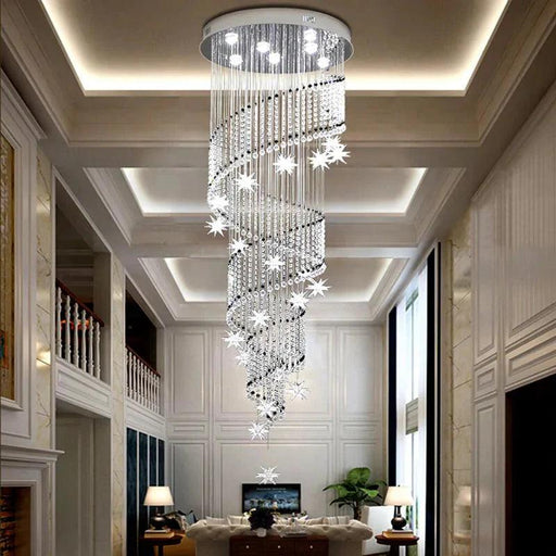 Vena Spiral Raindrop Crystal Chandelier for Staircase-DWHOME