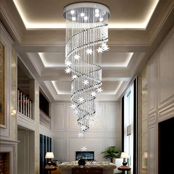 Vena Spiral Raindrop Crystal Chandelier for Staircase - DWHOME