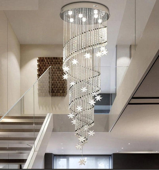 Vena Spiral Raindrop Crystal Chandelier for Staircase-DWHOME
