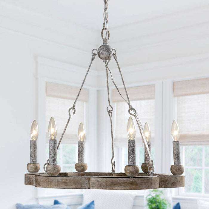 Venezia Wood Wheel Chandelier-DWHOME