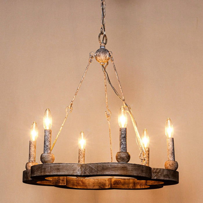Venezia Wood Wheel Chandelier-DWHOME