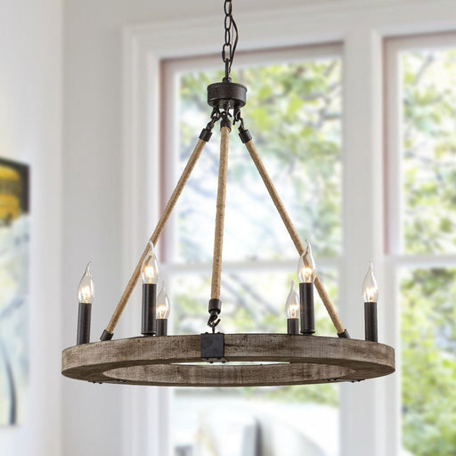 Venezia Wood Wheel Chandelier-DWHOME