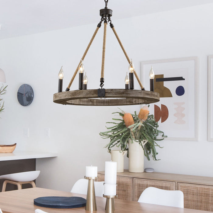 Venezia Wood Wheel Chandelier-DWHOME