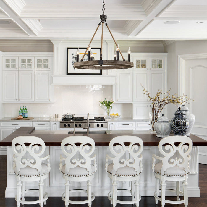 Venezia Wood Wheel Chandelier-DWHOME