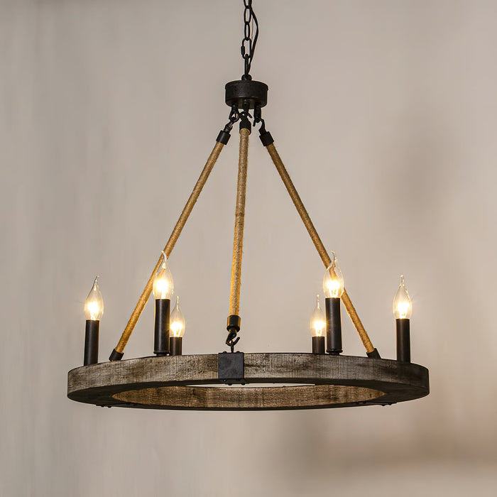 Venezia Wood Wheel Chandelier-DWHOME