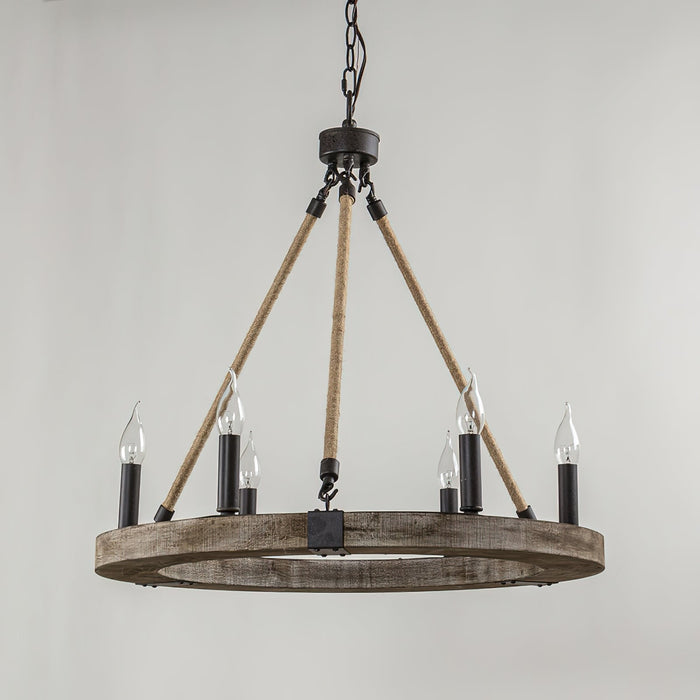 Venezia Wood Wheel Chandelier-DWHOME